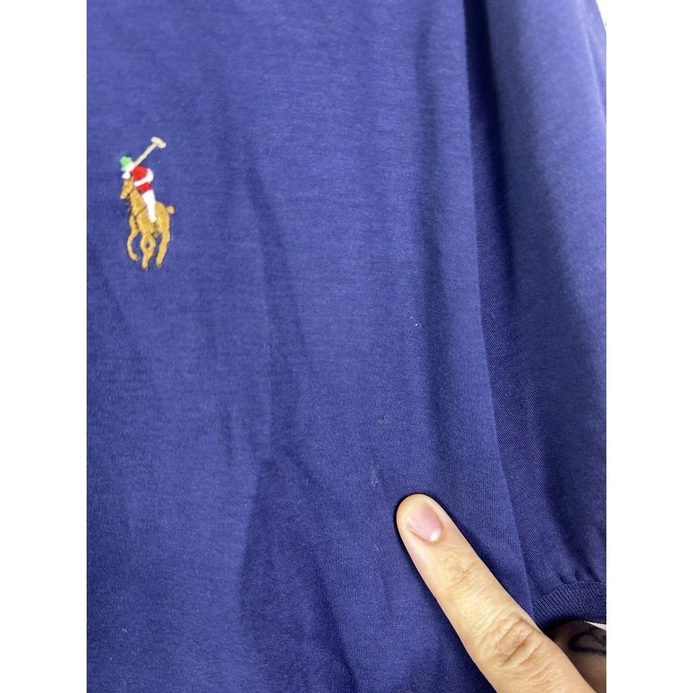 POLO RALPH LAUREN Pima Soft Touch Mens Size XL Polo Navy Natural Flesh Pony